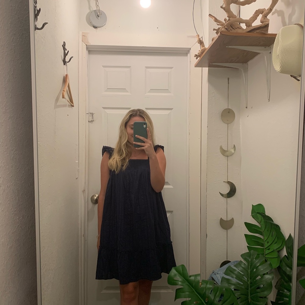 Women’s Navy Blue Sundress Flutter Sleeve Size Small - Picture 1 of 6
